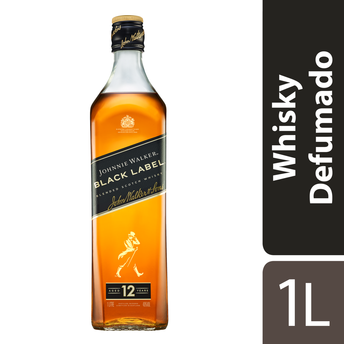Whisky Escocês Blended Black Label Johnnie Walker Garrafa 1l