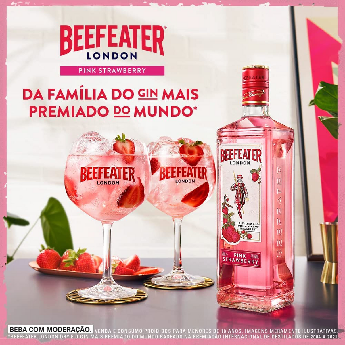 Gin London Pink Strawberry Beefeater Garrafa 700ml