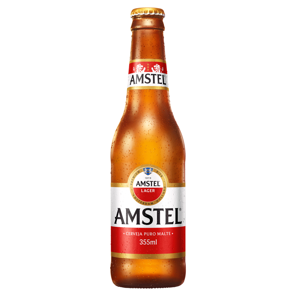 Cerveja Lager Puro Malte Amstel Garrafa 355ml